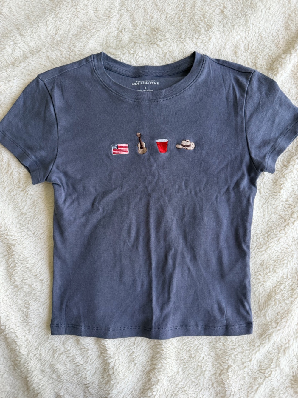 Embroidered Navy Short-Sleeve Tee